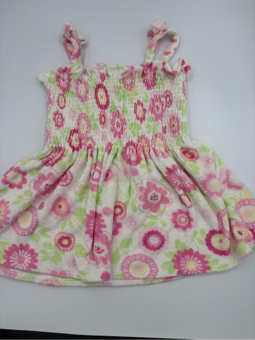 Smocked Floral Tank Top for Kids - Pink & Green